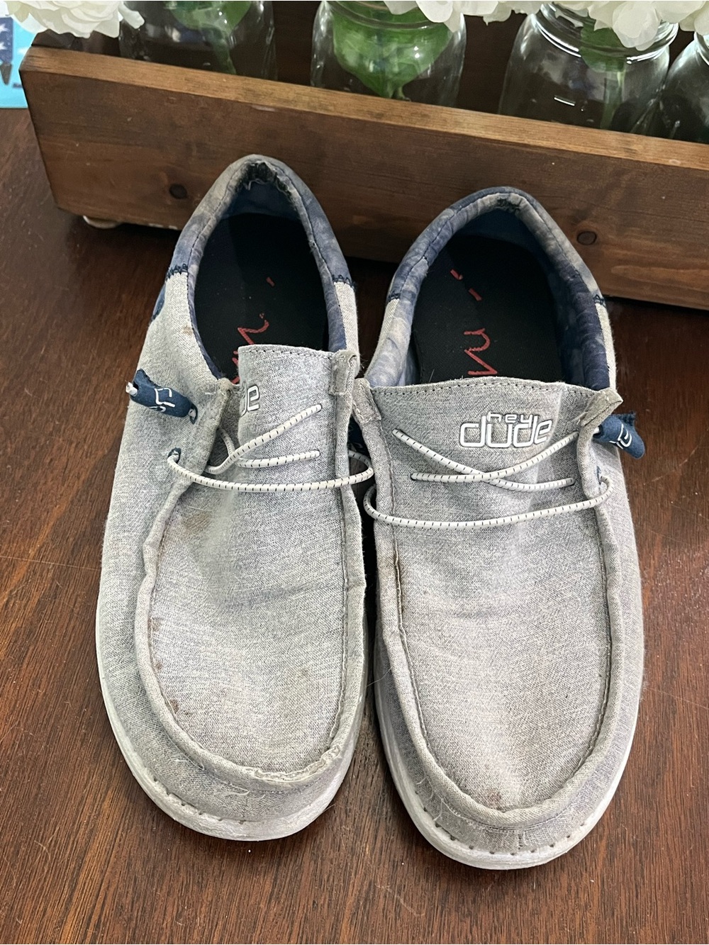 Hey Dude Light Gray Casual Canvas Slip-On Loafers